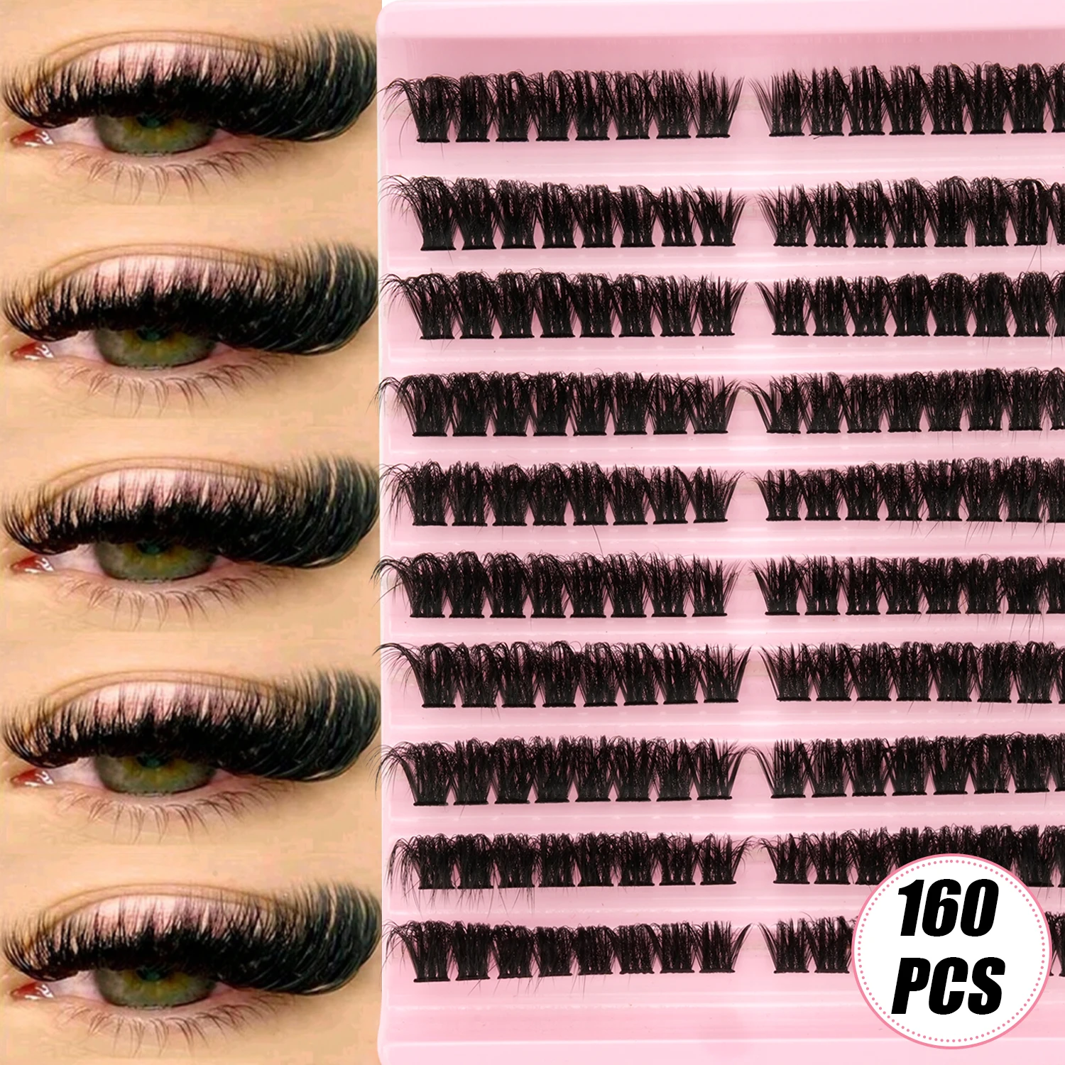 Eyelash Extension Russian - 160 PCS Russian Cluster Lashes D
